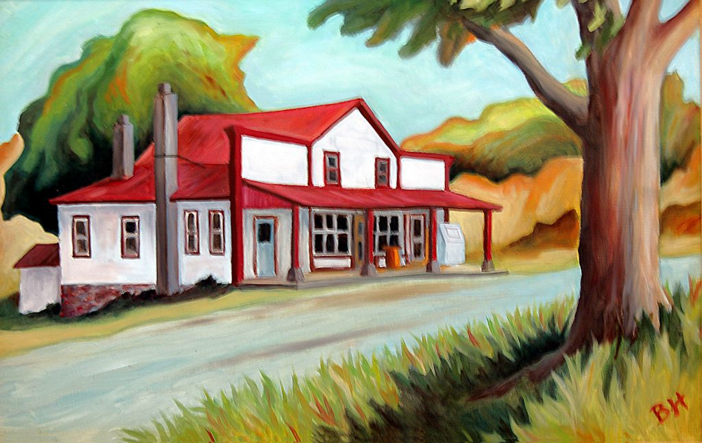 Old Mission Store II, oil on board