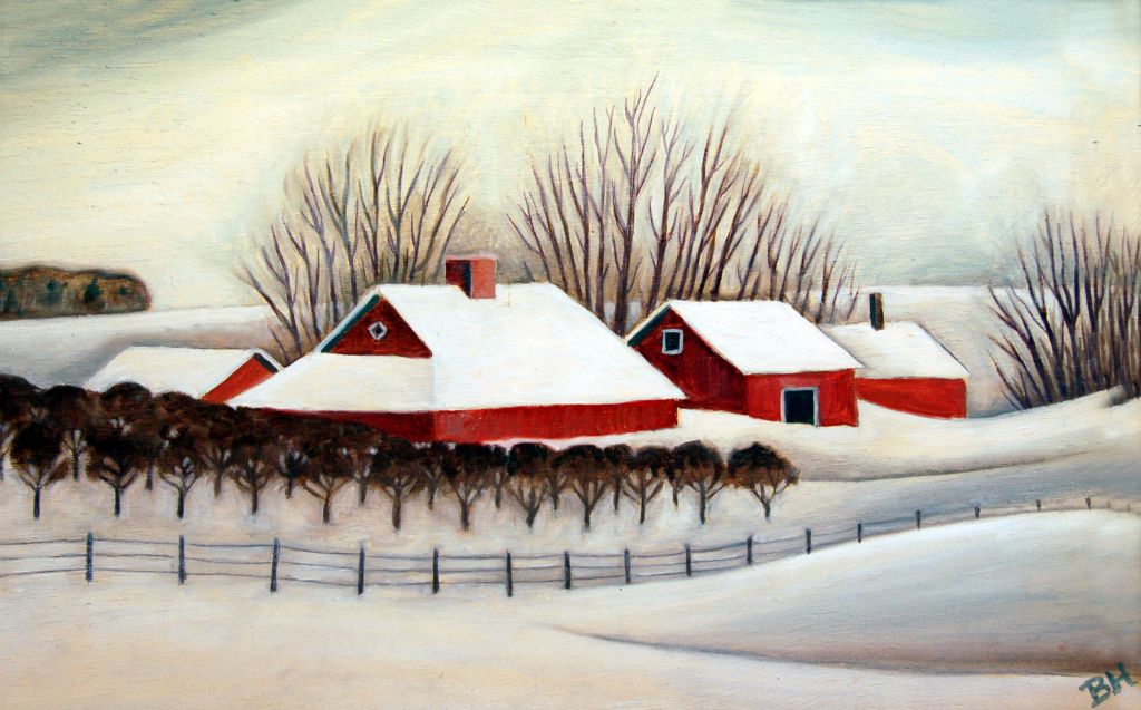 Lennie's Barn, oil on board