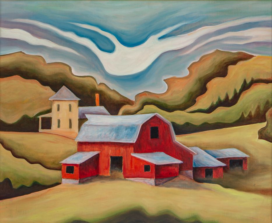 Red Barn II, oil on board