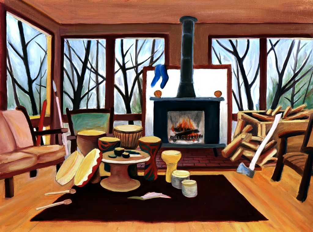 Retreat, oil on board