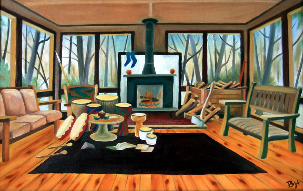 Retreat II, oil on board