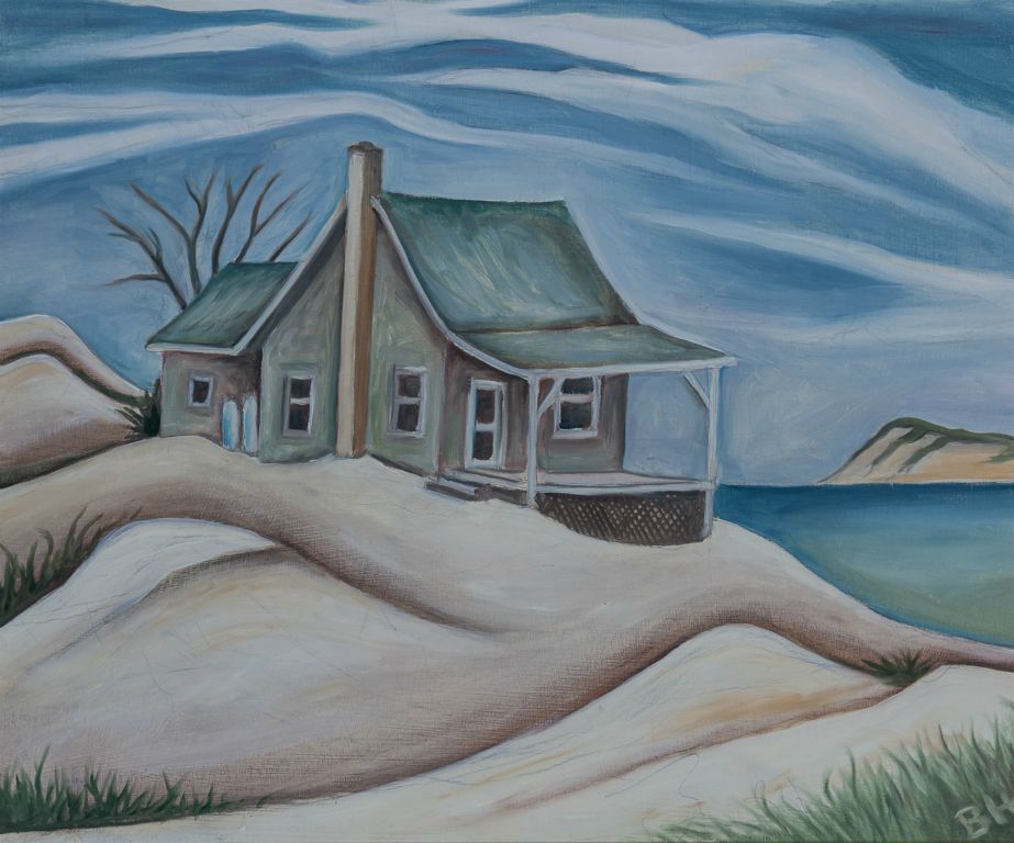 Dune Cottage, oil on board, 16"H x 20"W