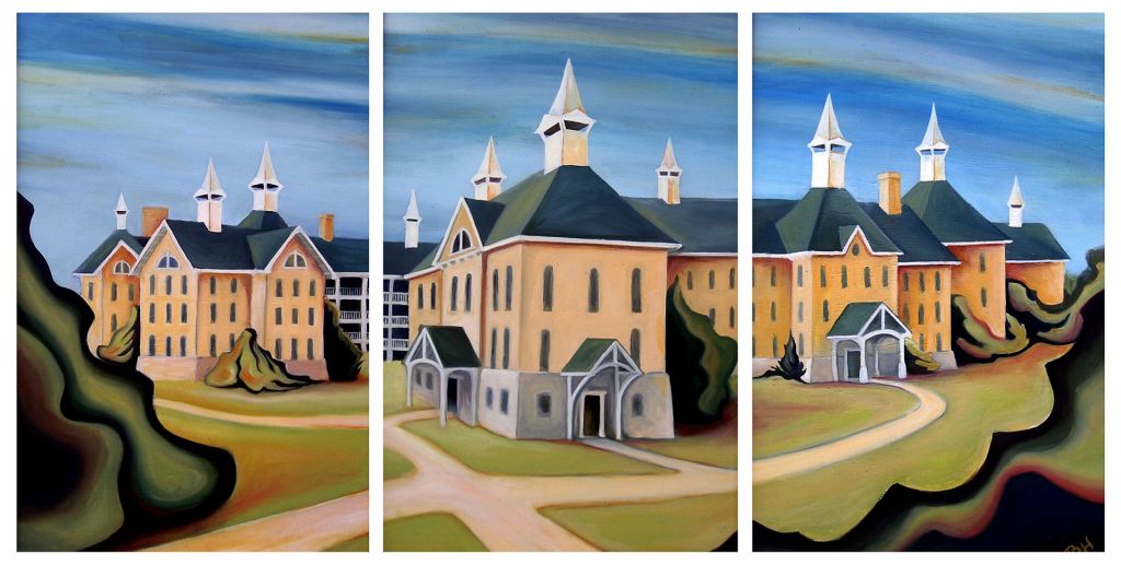 The Commons Building 50 Triptych, oil on board