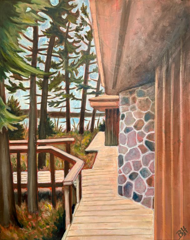 House on Green Lake, oil on board, 18x22